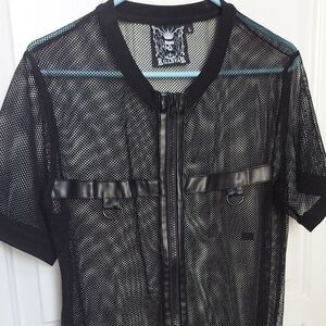 Killstar Black Mesh Zip-Up Shirt Jacket